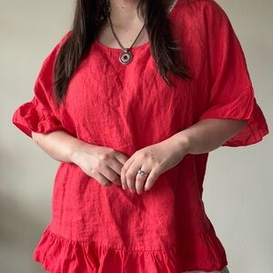 Terzo Millenio Tomato Linen Blouse